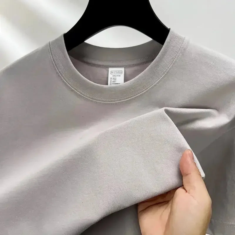 100% pure cotton summer high end brand men’s T Shirt GRAY / XXXL