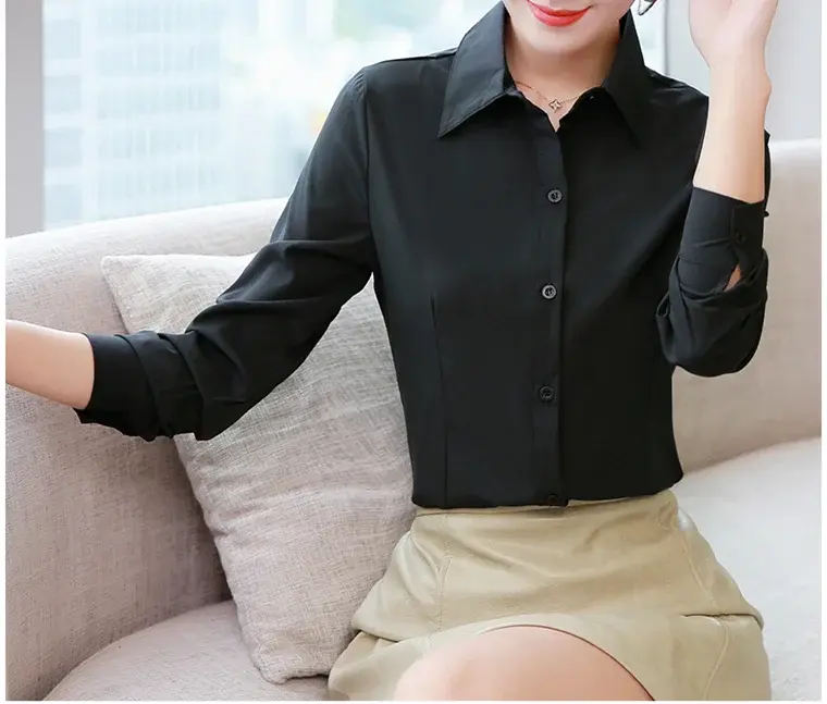 Elegant Women White Long Sleeve Shirt - Stylish & Versatile for Any Occasion - Next Level