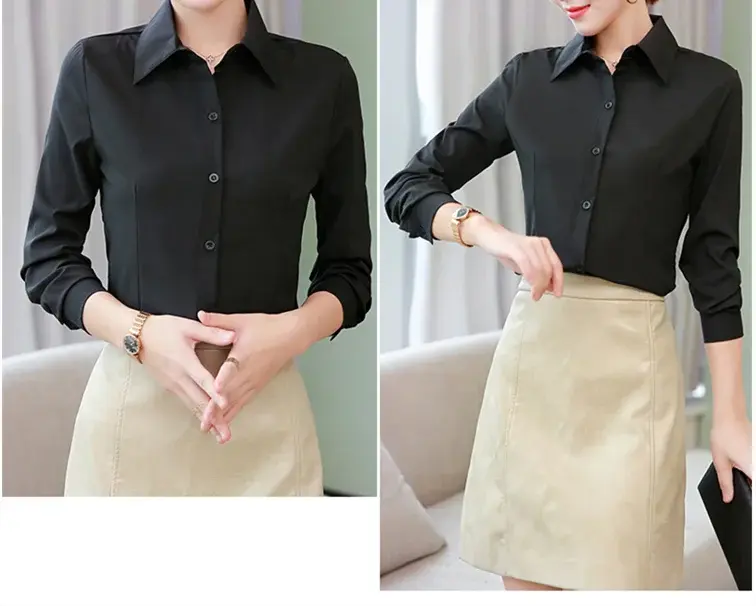 Elegant Women White Long Sleeve Shirt - Stylish & Versatile for Any Occasion - Next Level
