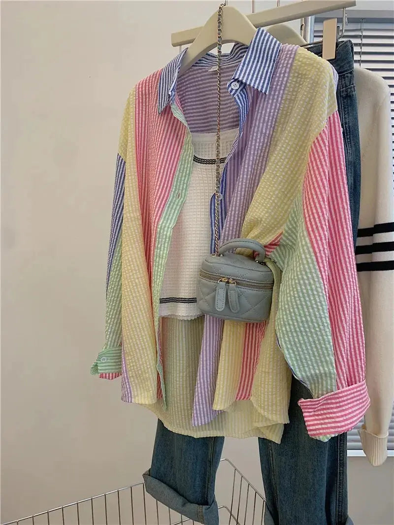 Ladies Casual Stripe Blouse - Fashionable Striped Shirts for Women - Next Level