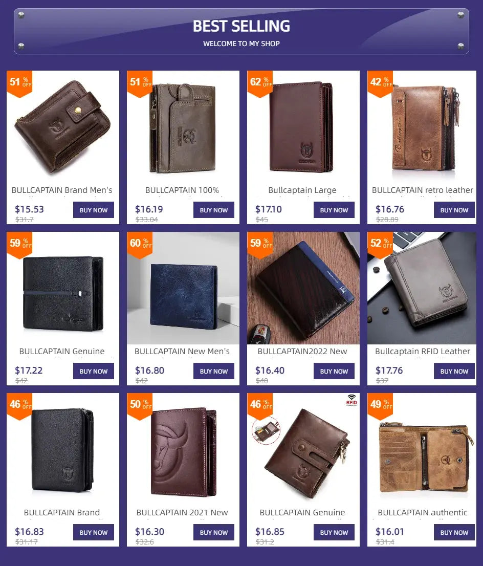 BULLCAPTAIN Leather Wallet for Men - Genuine Leather Business Wallet - Next Level