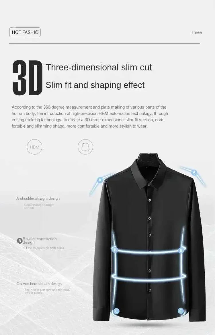 S-5XL Men's Long Sleeve Non-Iron Shirt - Wrinkle-Free Comfort and Style - Next Level