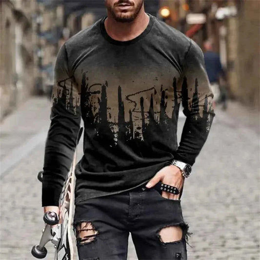 Retro Graffiti T-shirt - 3D Print Summer Men's Round Neck Tee - Next Level