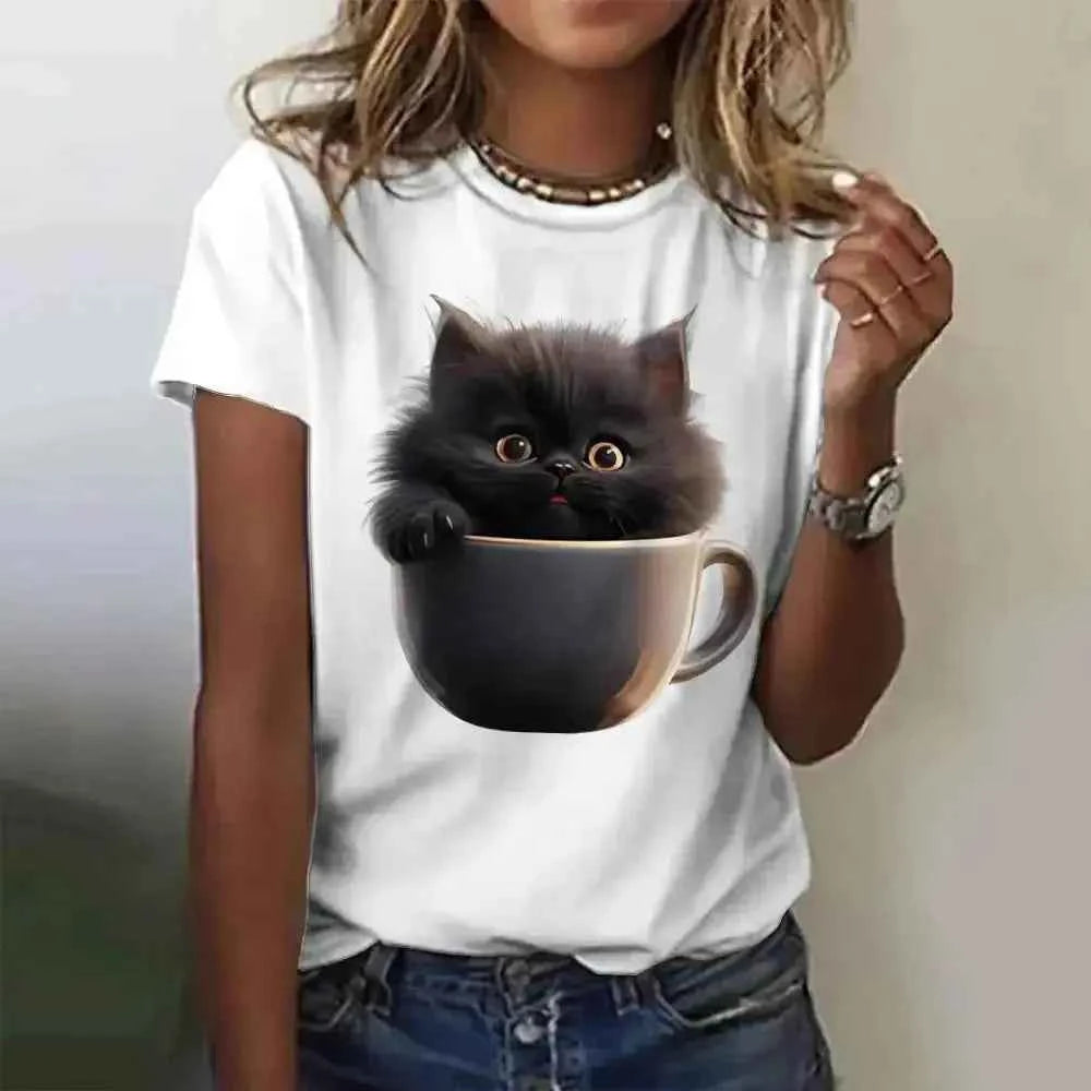 Funny Cat T Shirt for Women with Angry Cat Print - Short Sleeve - Next Level