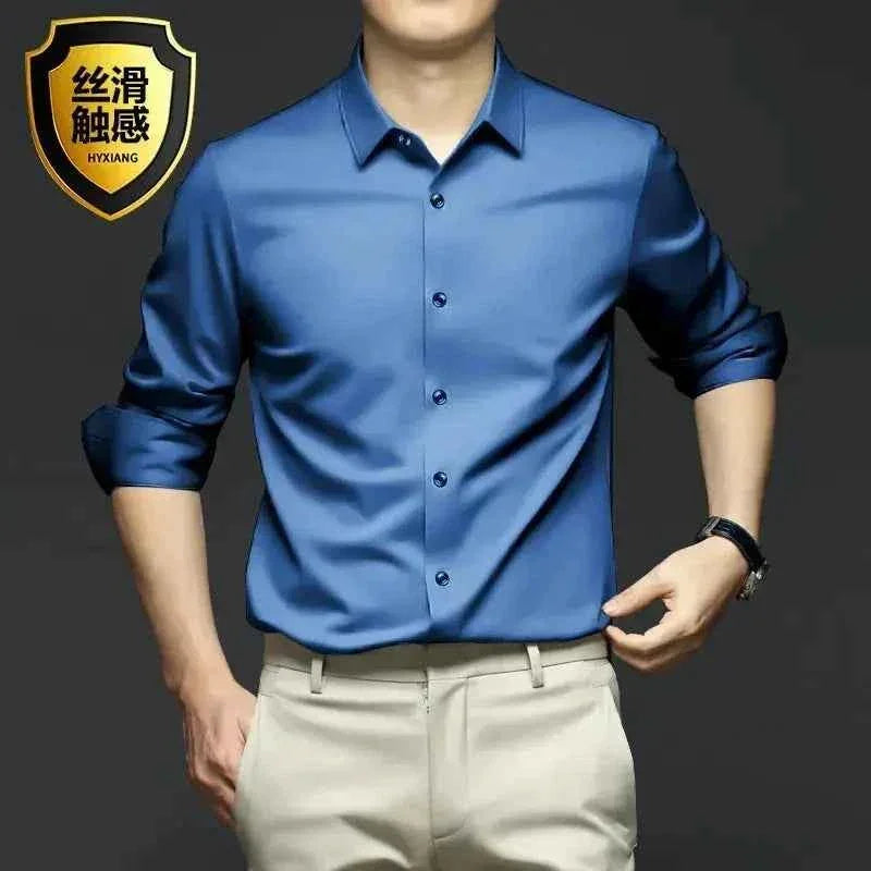 S-5XL Men's Long Sleeve Non-Iron Shirt - Wrinkle-Free Comfort and Style - Next Level