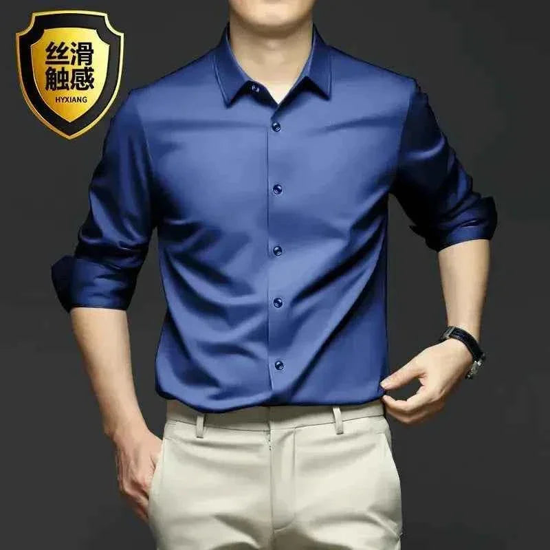 S-5XL Men's Long Sleeve Non-Iron Shirt - Wrinkle-Free Comfort and Style - Next Level