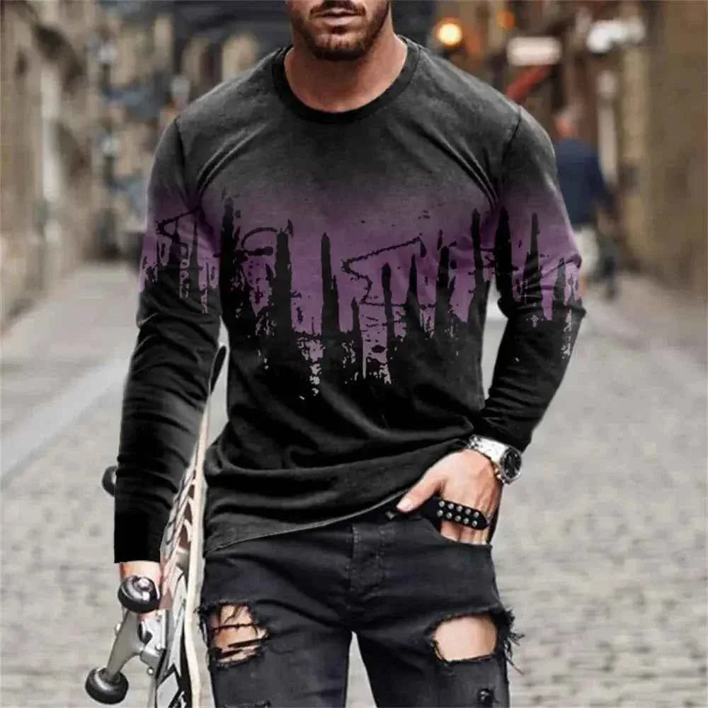 Retro Graffiti T-shirt - 3D Print Summer Men's Round Neck Tee - Next Level