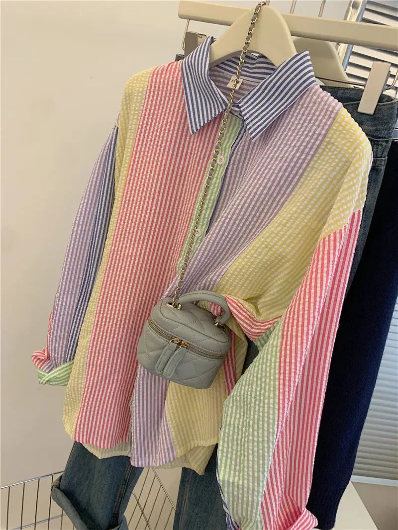 Ladies Casual Stripe Blouse - Fashionable Striped Shirts for Women - Next Level