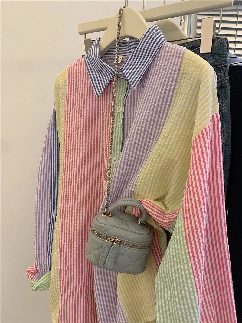 Ladies Casual Stripe Blouse - Fashionable Striped Shirts for Women - Next Level