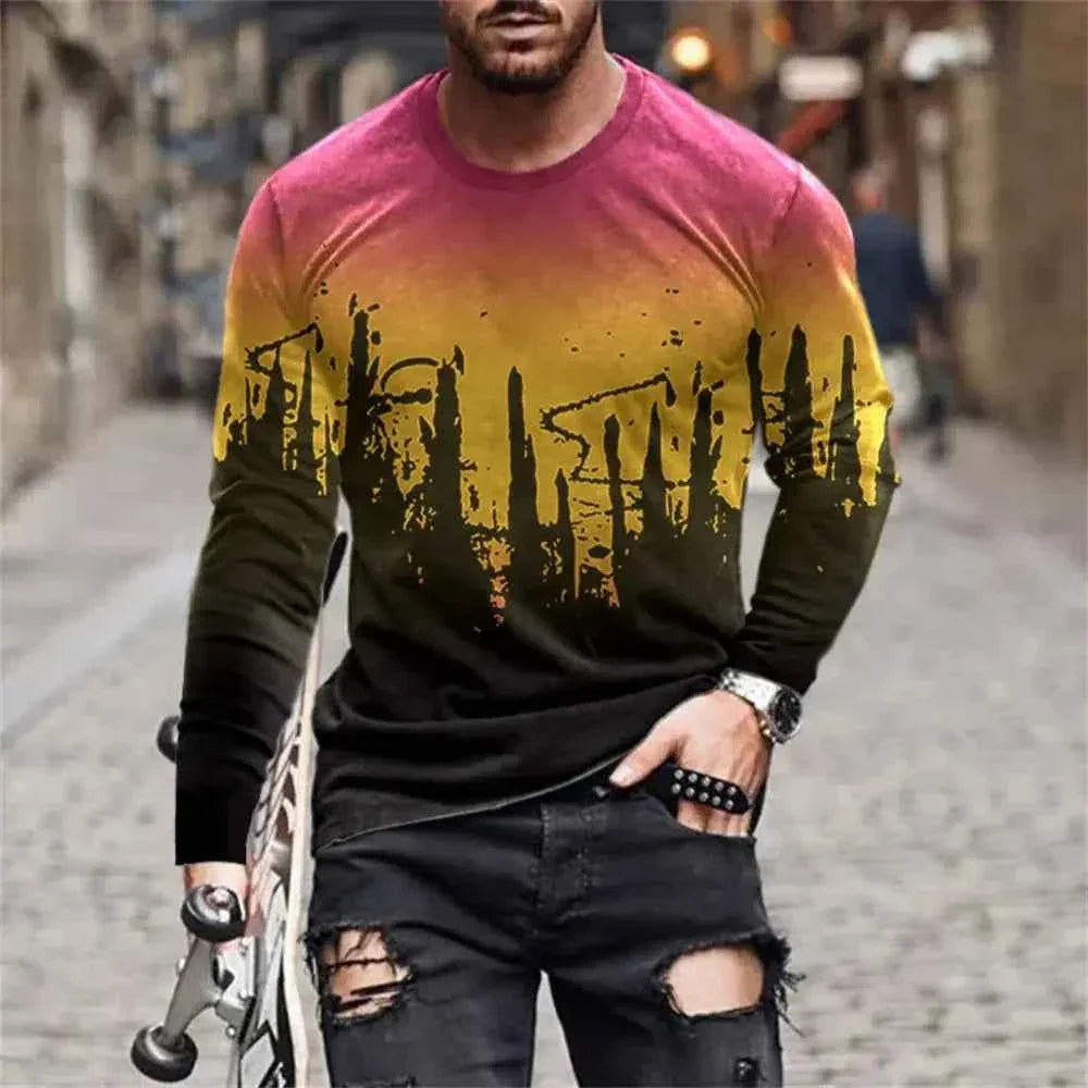 Retro Graffiti T-shirt - 3D Print Summer Men's Round Neck Tee - Next Level