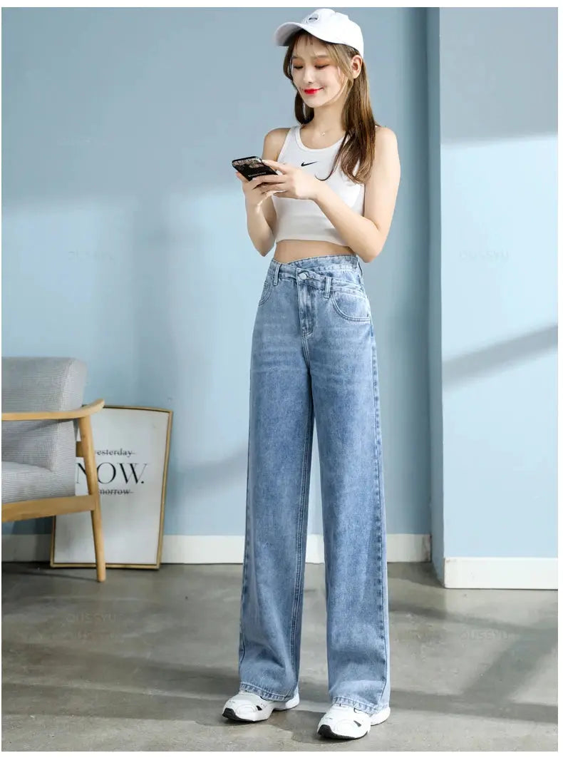 High Quality Wide Leg Cotton Jeans for Women - Stylish Denim Fashion - Next Level
