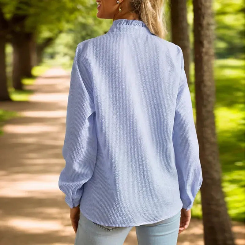 Women's Elegant Office Shirt - Solid Color Long Sleeve for Modern Professionals - Next Level