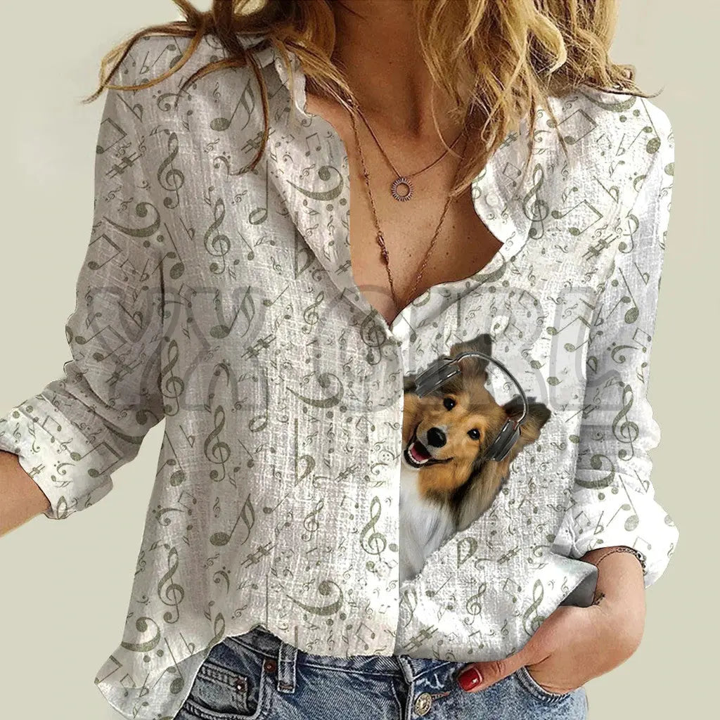 YX GIRL Shiba Inu Women's Music T-shirt for Music Lovers - Next Level