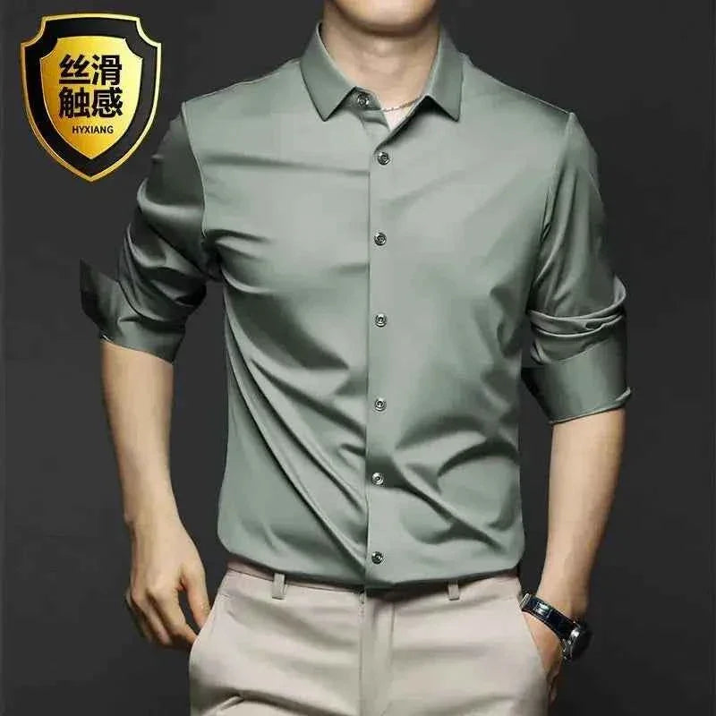 S-5XL Men's Long Sleeve Non-Iron Shirt - Wrinkle-Free Comfort and Style - Next Level