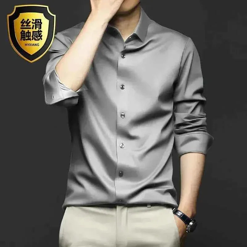 S-5XL Men's Long Sleeve Non-Iron Shirt - Wrinkle-Free Comfort and Style - Next Level