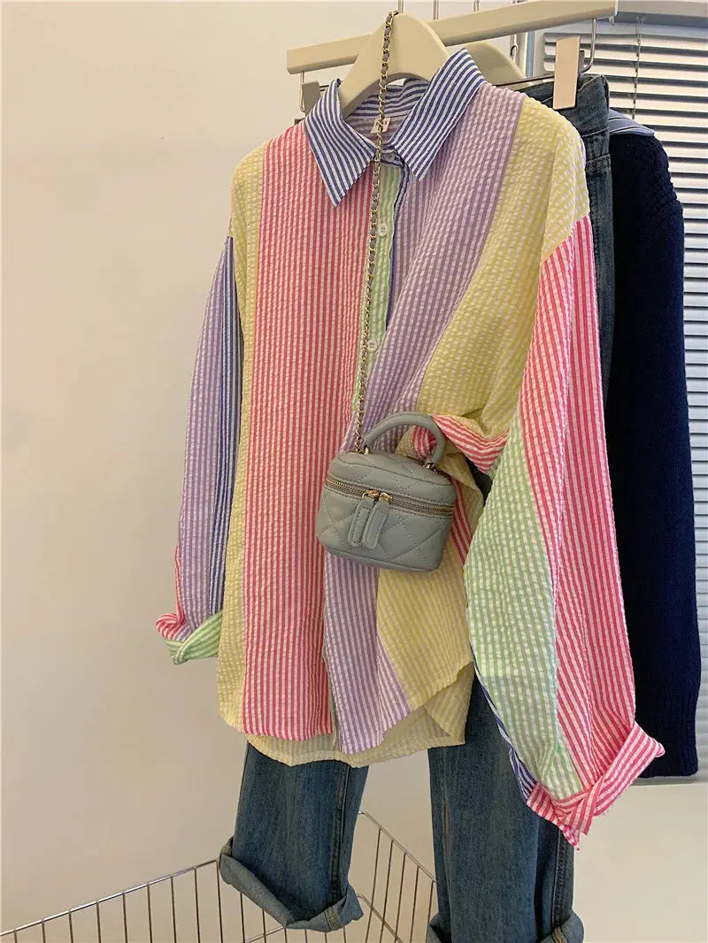Ladies Casual Stripe Blouse - Fashionable Striped Shirts for Women - Next Level