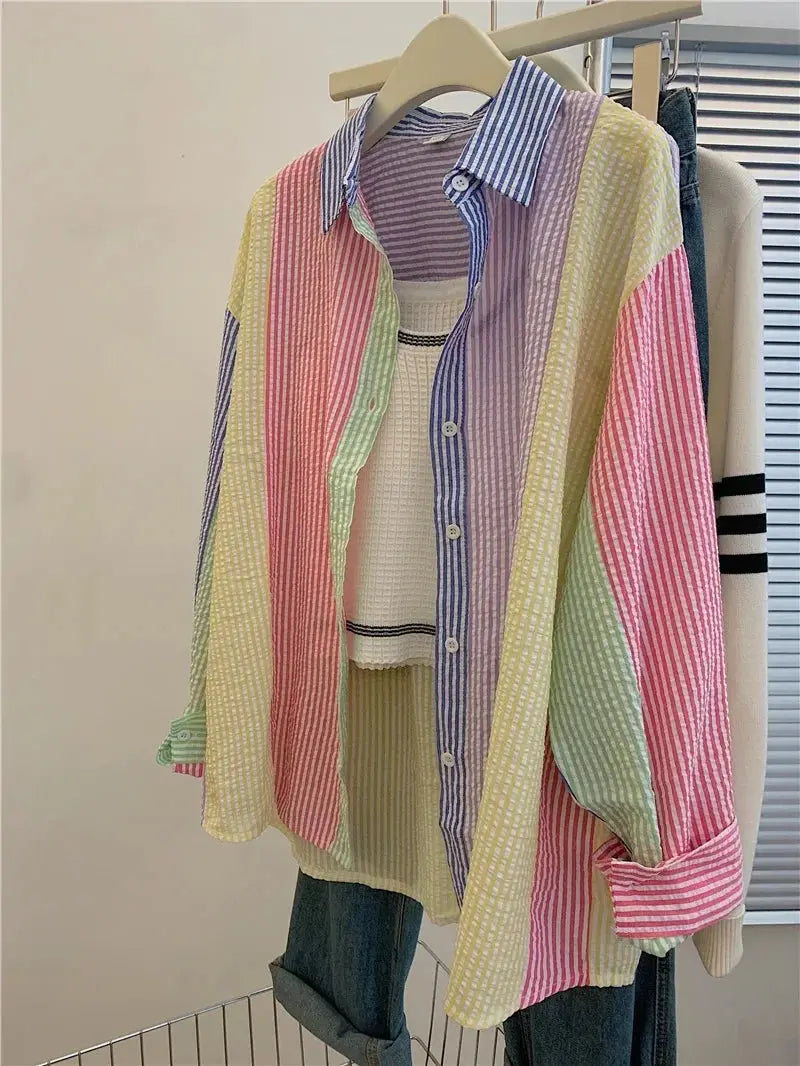 Ladies Casual Stripe Blouse - Fashionable Striped Shirts for Women - Next Level
