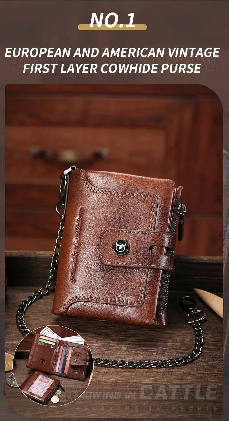 BULLCAPTAIN Leather Wallet for Men - Genuine Leather Business Wallet - Next Level