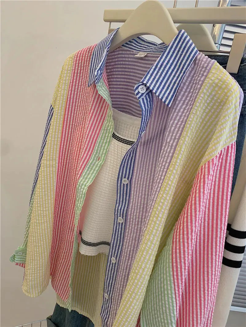 Ladies Casual Stripe Blouse - Fashionable Striped Shirts for Women - Next Level