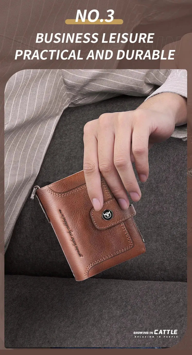 BULLCAPTAIN Leather Wallet for Men - Genuine Leather Business Wallet - Next Level