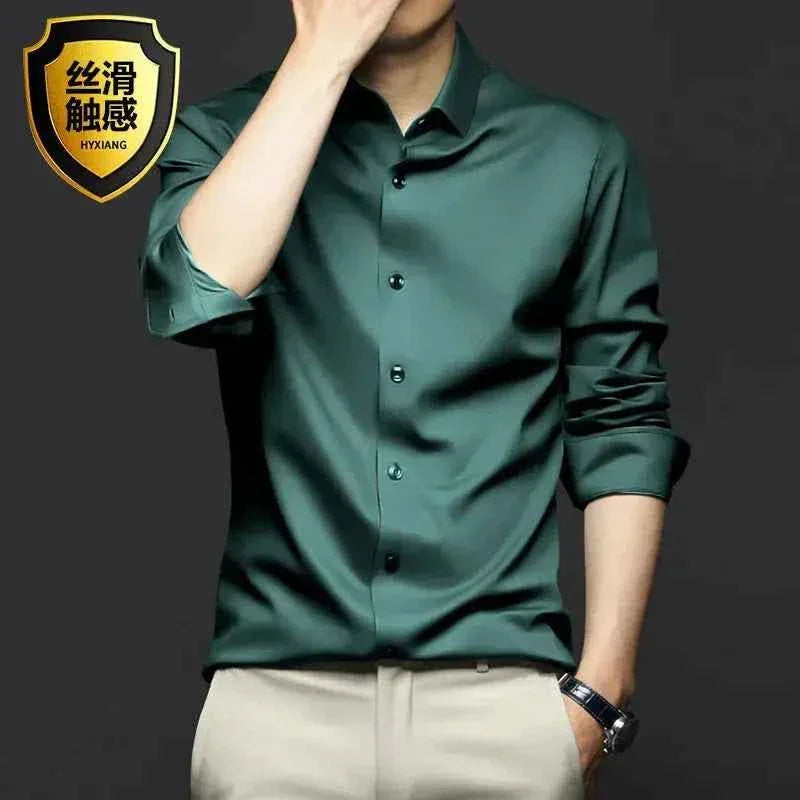 S-5XL Men's Long Sleeve Non-Iron Shirt - Wrinkle-Free Comfort and Style - Next Level