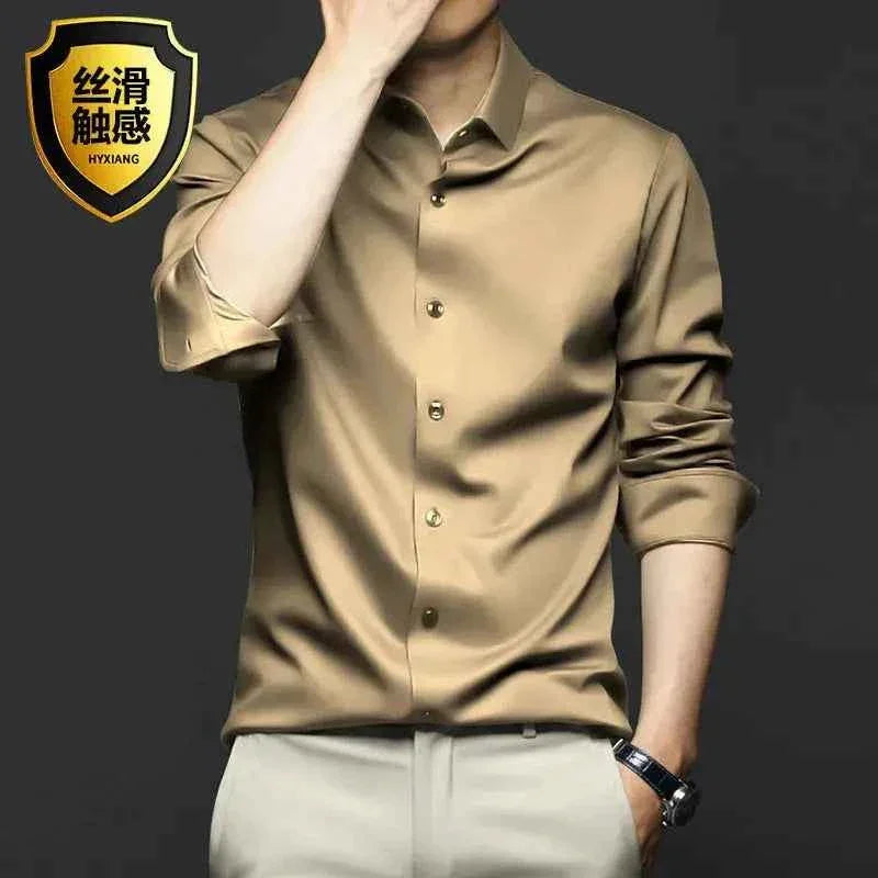 S-5XL Men's Long Sleeve Non-Iron Shirt - Wrinkle-Free Comfort and Style - Next Level