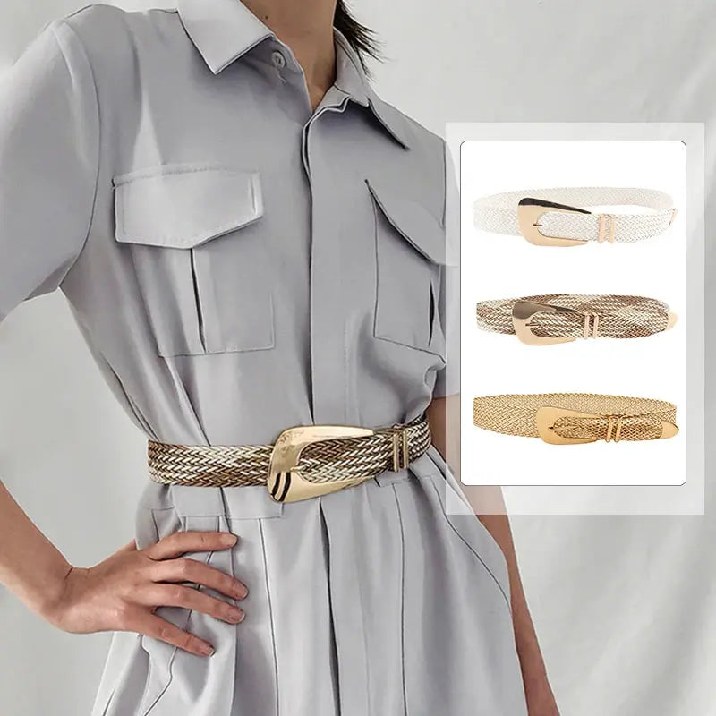 Women's Braided Belt with Irregular Metal Clasp - Next Level