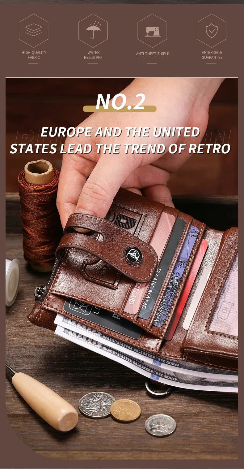 BULLCAPTAIN Leather Wallet for Men - Genuine Leather Business Wallet - Next Level