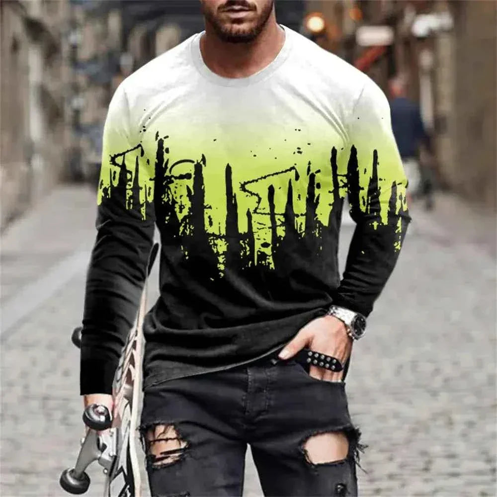 Retro Graffiti T-shirt - 3D Print Summer Men's Round Neck Tee - Next Level