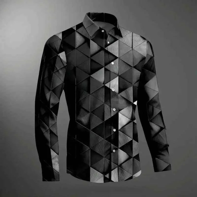 Texture Geometric Pattern Hawaiian Shirts For Men - Next Level