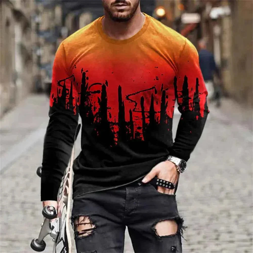 Retro Graffiti T-shirt - 3D Print Summer Men's Round Neck Tee - Next Level