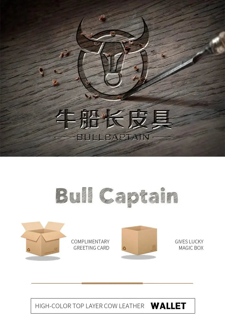 BULLCAPTAIN Leather Wallet for Men - Genuine Leather Business Wallet - Next Level