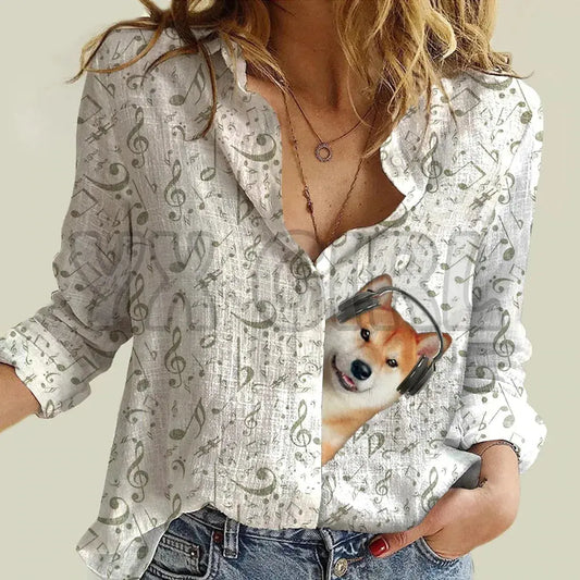 YX GIRL Shiba Inu Women's Music T-shirt for Music Lovers - Next Level