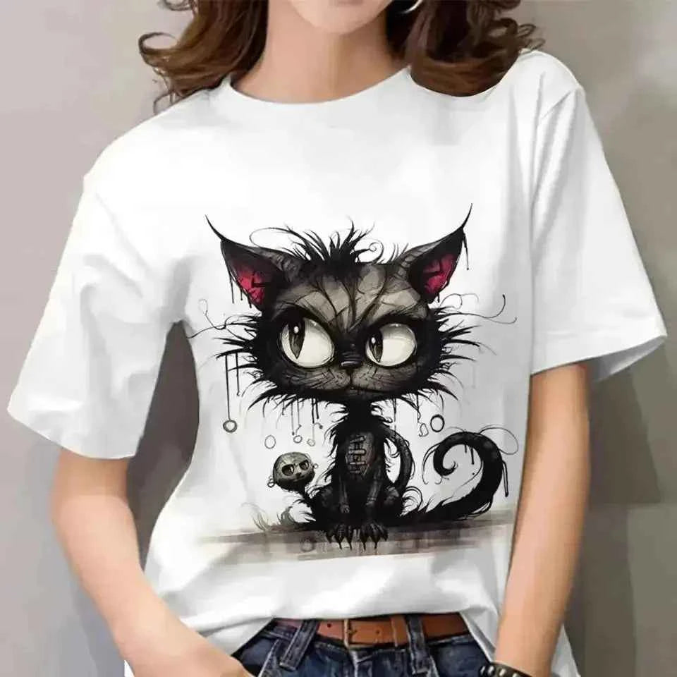 Funny Cat T Shirt for Women with Angry Cat Print - Short Sleeve - Next Level