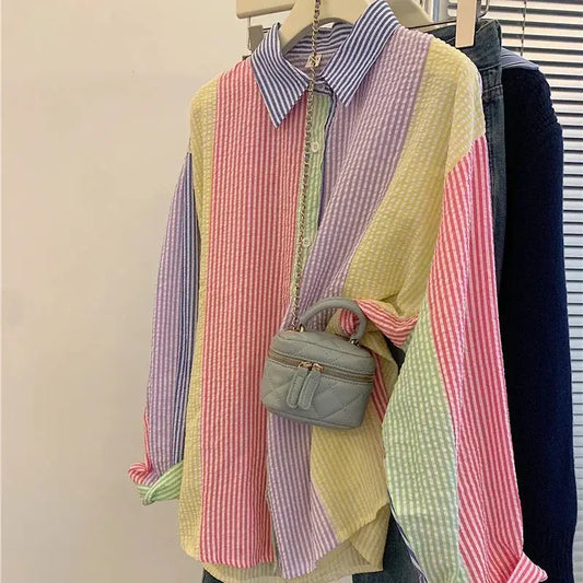 Ladies Casual Stripe Blouse - Fashionable Striped Shirts for Women - Next Level