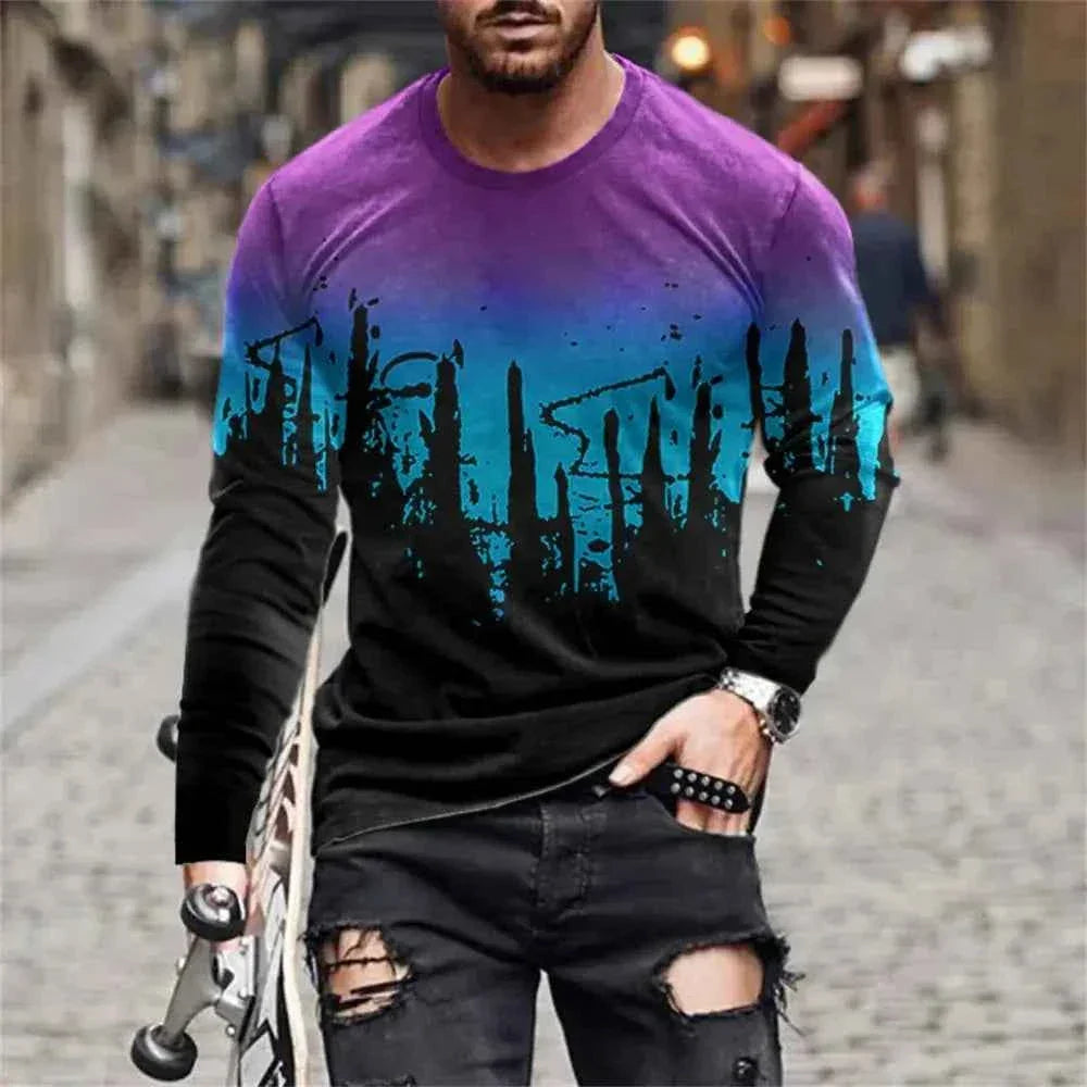Retro Graffiti T-shirt - 3D Print Summer Men's Round Neck Tee - Next Level