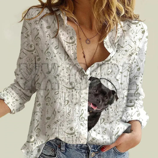 YX GIRL Shiba Inu Women's Music T-shirt for Music Lovers - Next Level