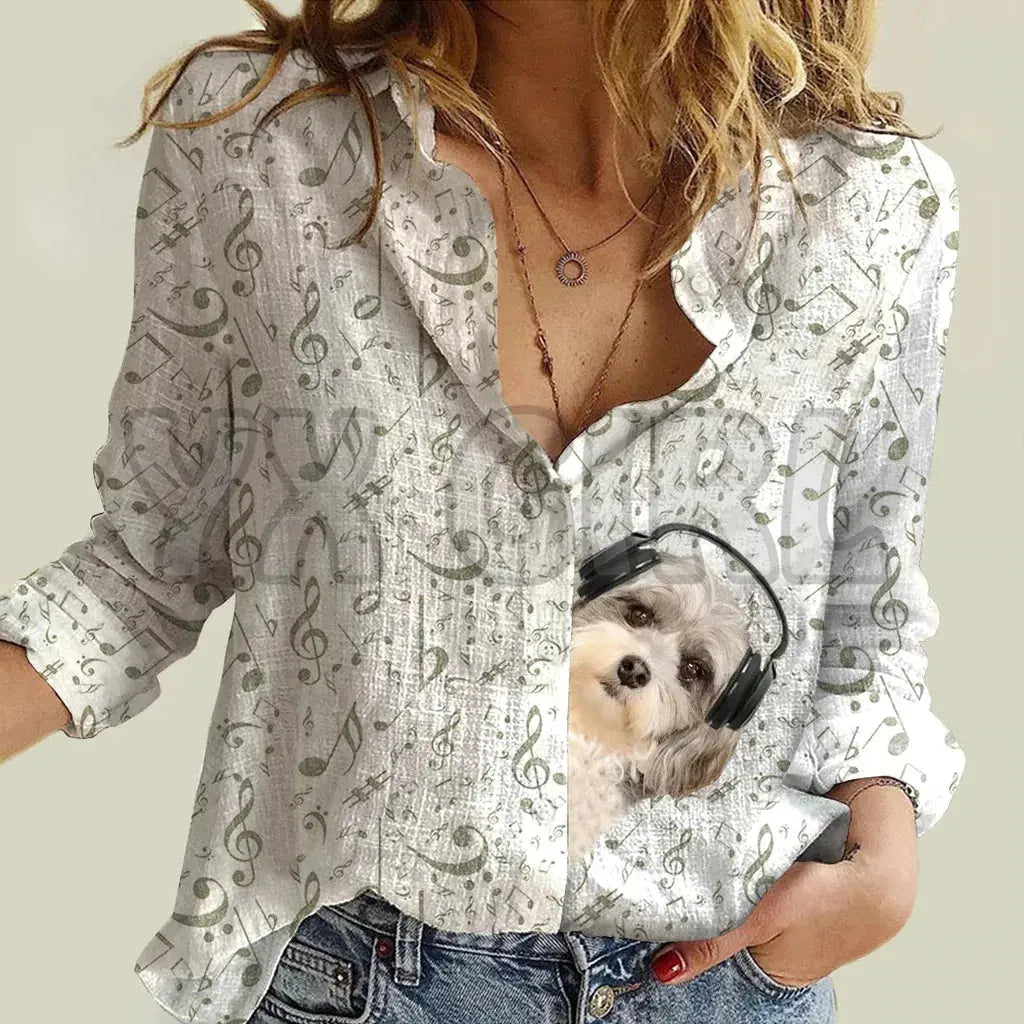 YX GIRL Shiba Inu Women's Music T-shirt for Music Lovers - Next Level