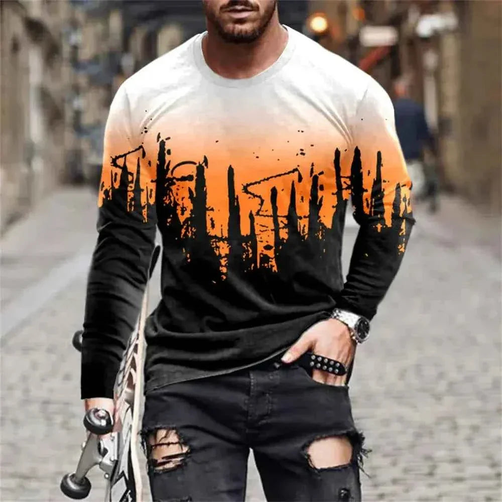Retro Graffiti T-shirt - 3D Print Summer Men's Round Neck Tee - Next Level
