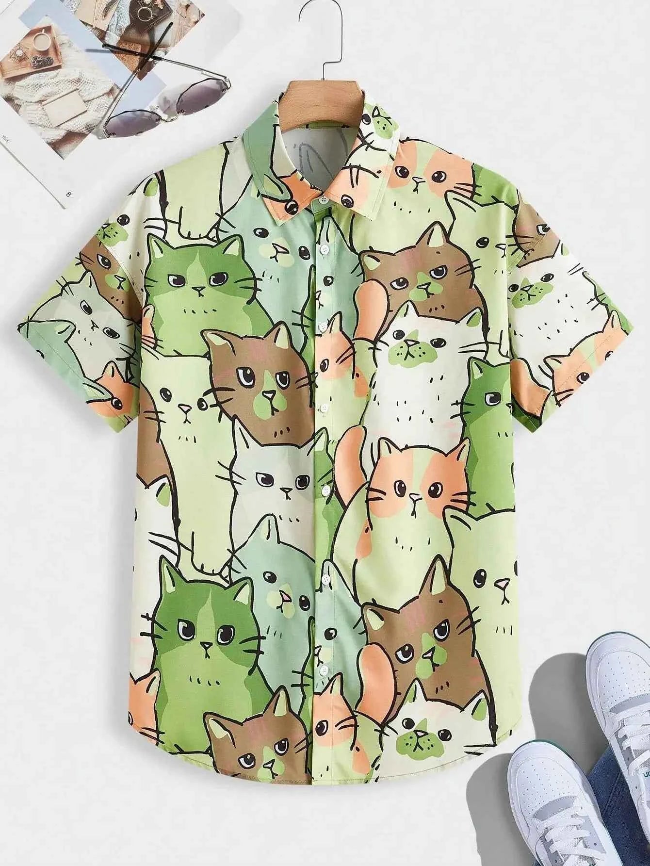 Unisex Fashion Cute Cat Print Casual Wear for Men - Next Level