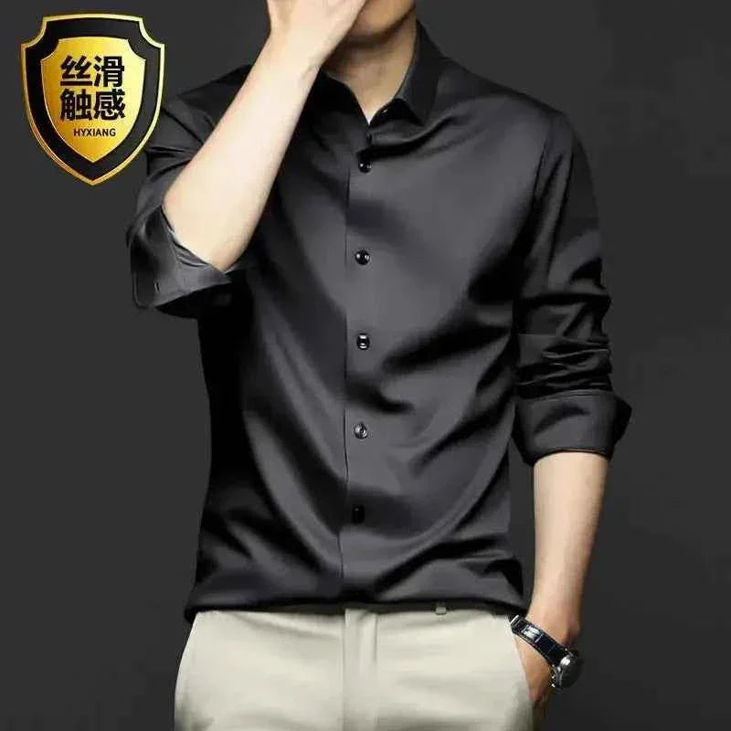 S-5XL Men's Long Sleeve Non-Iron Shirt - Wrinkle-Free Comfort and Style - Next Level