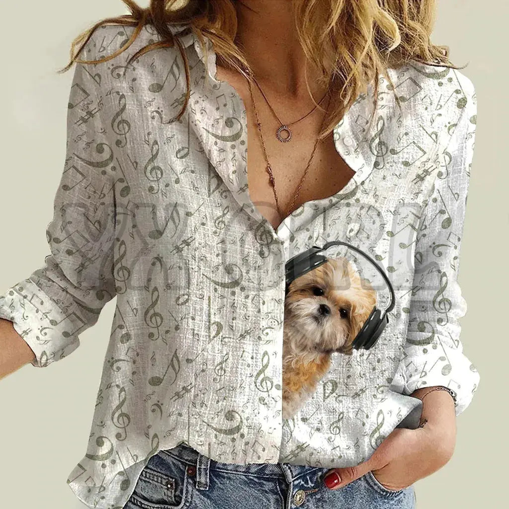 YX GIRL Shiba Inu Women's Music T-shirt for Music Lovers - Next Level