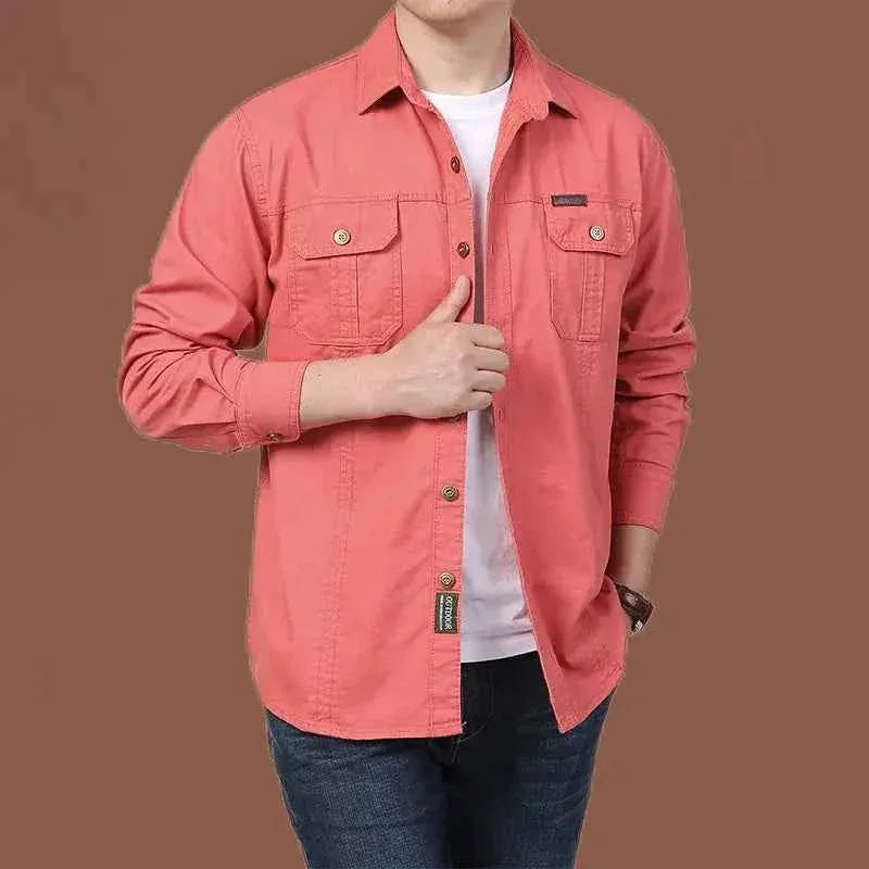 Cargo Shirts for Men Long Sleeve Casual Cotton Shirts - Next Level