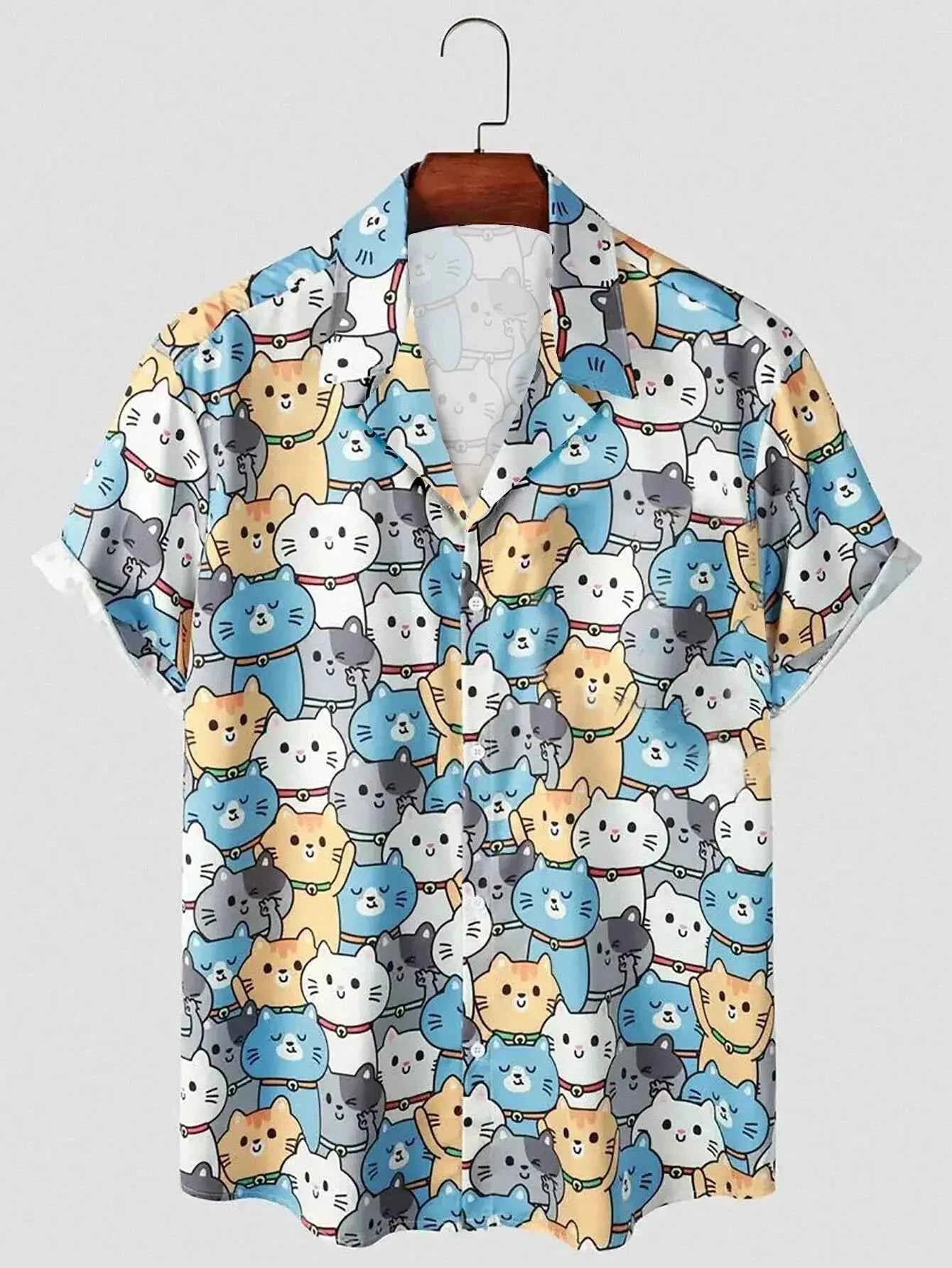 Unisex Fashion Cute Cat Print Casual Wear for Men - Next Level