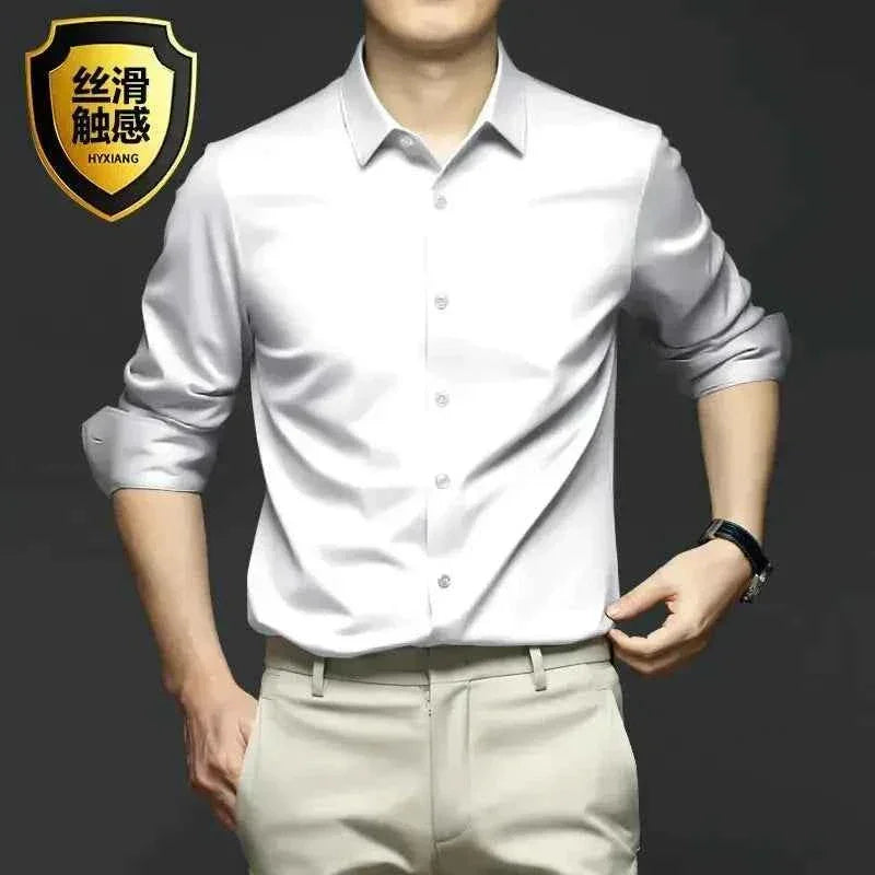 S-5XL Men's Long Sleeve Non-Iron Shirt - Wrinkle-Free Comfort and Style - Next Level