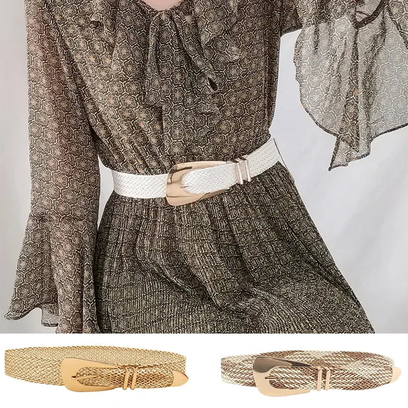 Women's Braided Belt with Irregular Metal Clasp - Next Level