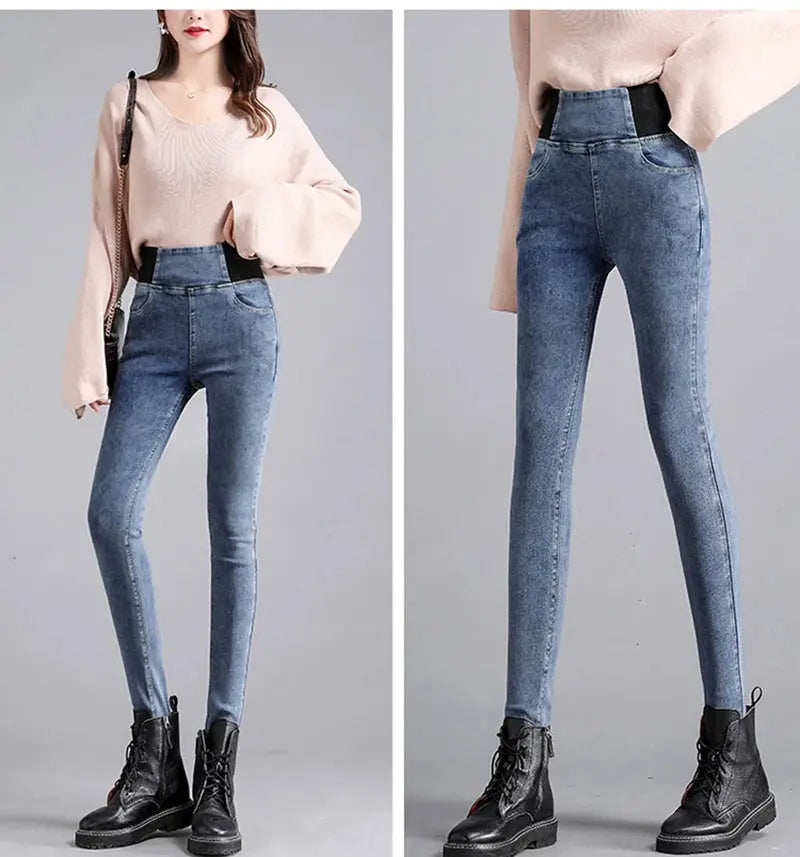 Elastic Waist Skinny Jeans Women for Spring Fashion - Next Level