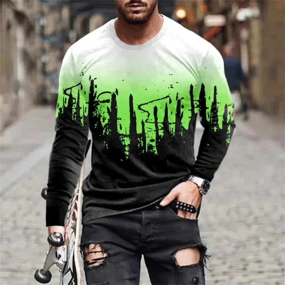 Retro Graffiti T-shirt - 3D Print Summer Men's Round Neck Tee - Next Level