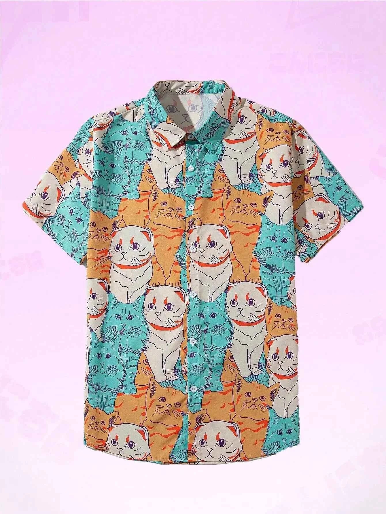Unisex Fashion Cute Cat Print Casual Wear for Men - Next Level