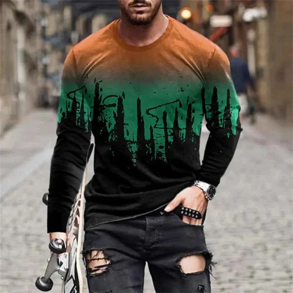 Retro Graffiti T-shirt - 3D Print Summer Men's Round Neck Tee - Next Level